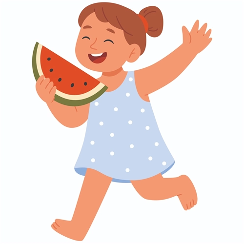 Summer Theme Girl with Watermelon Transparent Sticker
